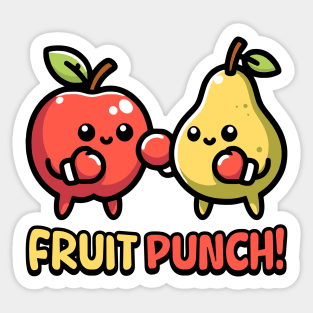 Fruit Punch! Cute Boxing Fruit Pun Cartoon Sticker